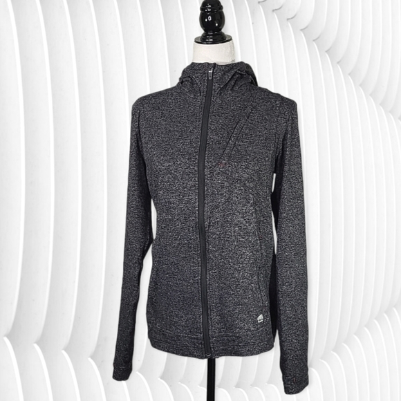 Roots Women's Hoodie Size S Warmup With Thumb Holes Grey/Black Made in Canada - Picture 1 of 7